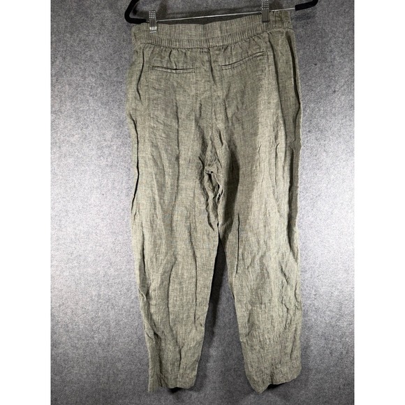 Athleta Women's Linen Blend Cargo Pants Size 12 Olive Green Cropped Vacation - Picture 6 of 9